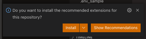 Gitpod install recommended extensions